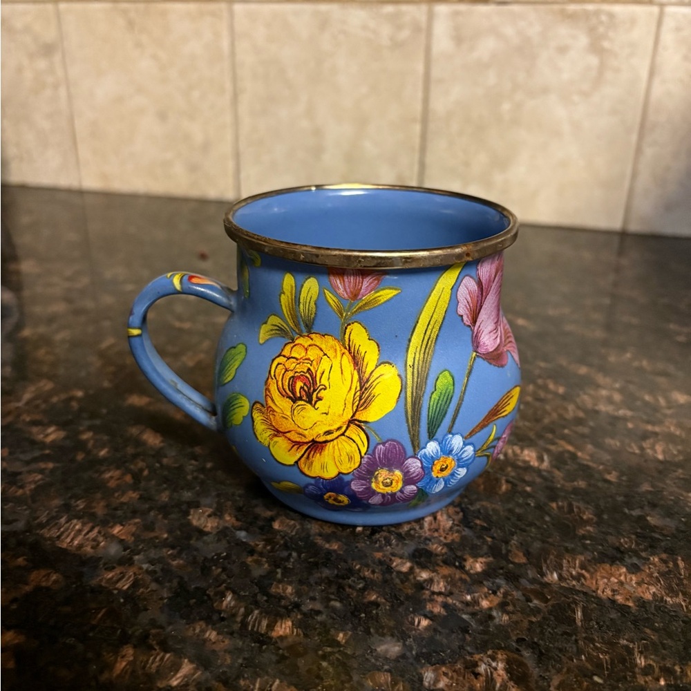 NEW RARE Retired MACKENZIE-CHILDS FLOWER MARKET MUG LAPIS BLUE